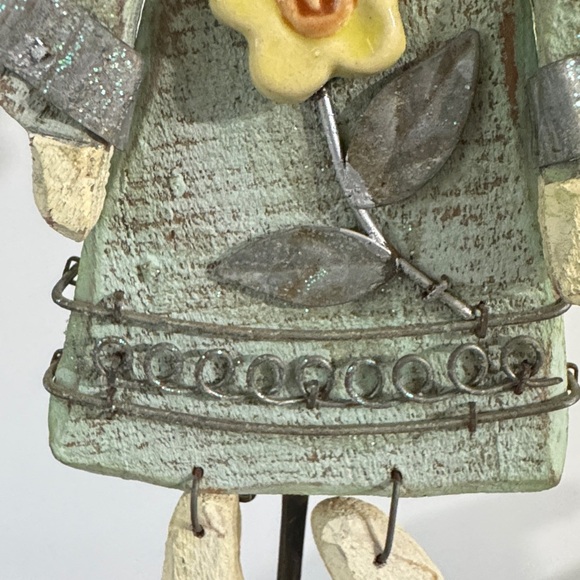 Vintage Whimsical Wooden Angel Figurine with Metal Wings - Picture 7 of 7